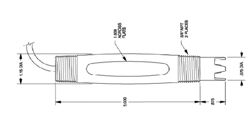 pH Electrode for Continuous Flow-thru Monitoring MS 2113/5